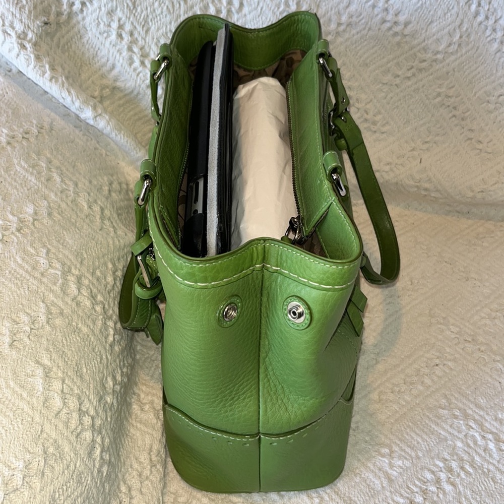 Coach Spring Green Leather Satchel Bag - Picture 8 of 13